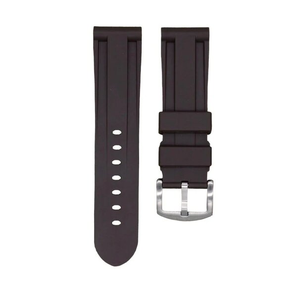 Tempomat 22mm Brown Rubber Strap-Breitling, Tudor, Panerai, Tag, Rolex, Seiko - Picture 1 of 2